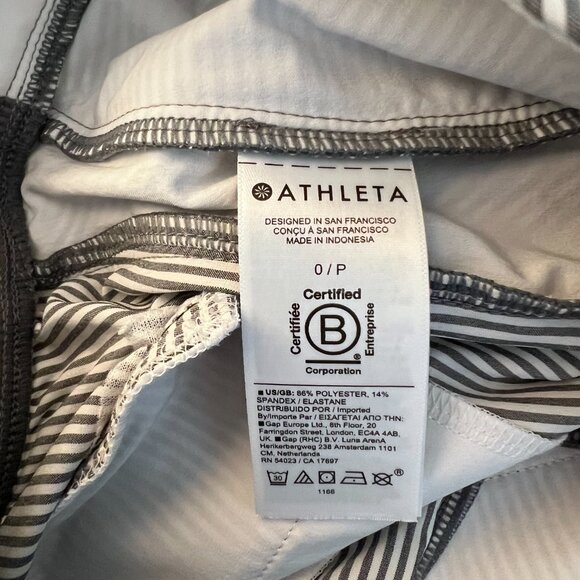 Athleta Brooklyn Textured Ankle Pants Gray White Stripe Women's Size 0P - Picture 5 of 6
